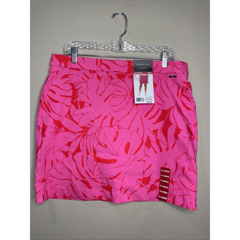 Rafaella Sportswear Women's Tropical Print Skort Skirt With Pockets Size XL NWT